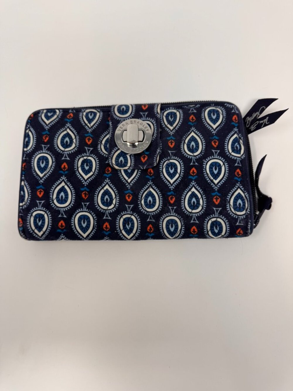 Vera Bradley Women Wallet Quilted Cotton Navy Blue Turn Lock One Size